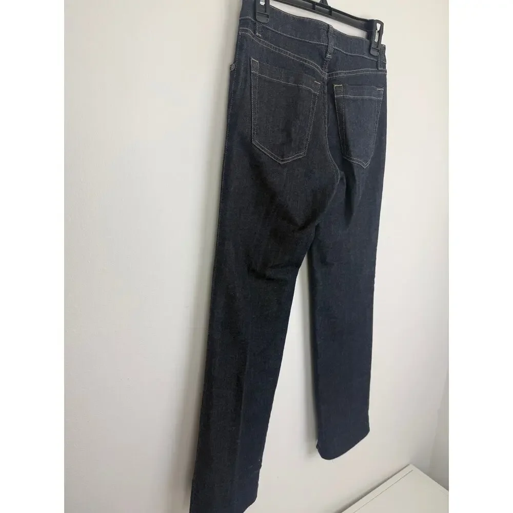 Burberry Womens London Straight Leg Mid Rise Denim Dark Blue Indigo Wash Jeans 6